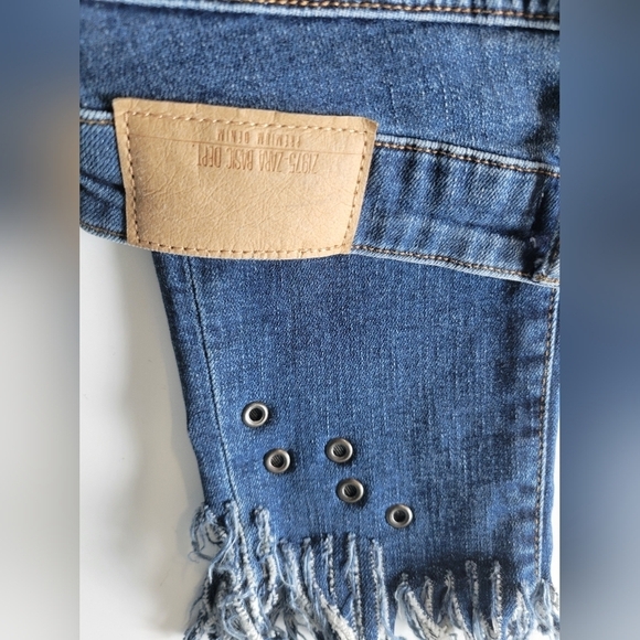 Zara Basic Z1975 Fringe Blue Jeans Size 4 - Picture 4 of 8